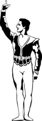 sketch male ballet dancer standing in pose