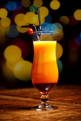 Fresh drink coctail on a color background blur bokeh