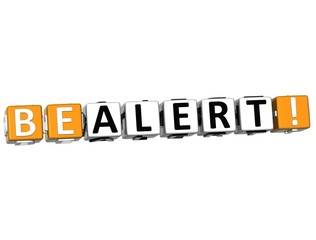 3D Be Alert Cube text