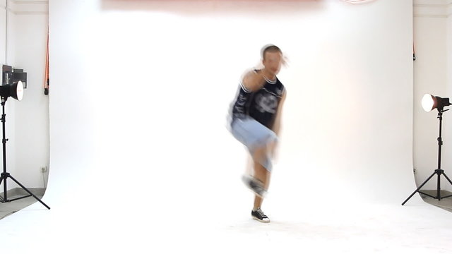 Teenager dancing breakdance in action
