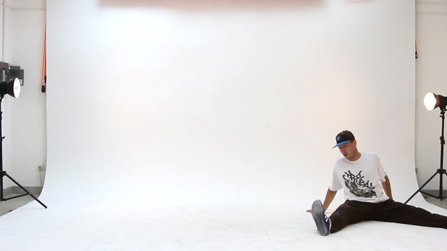 Teenager dancing breakdance in action