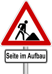 Schild Seite im Aufbau