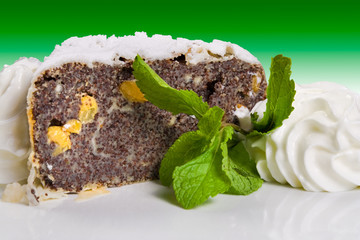 Piece of a poppy cake