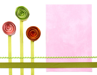 Three quilled paper flowers for background