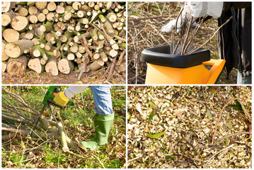 Gartenarbeit, Baumschnitt, schreddern, sägen, Gartensaison