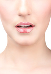 Obraz na płótnie Canvas beautiful make up of gloss lips