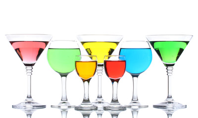 alcoholic cocktails isolated on white