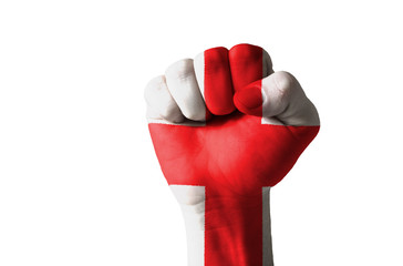Fist painted in colors of england flag