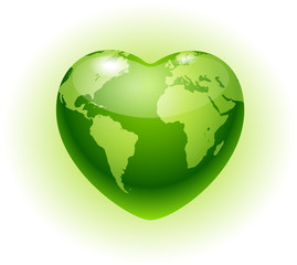 Heart globe.Eco icon
