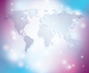 light abstract background with map of the world - vector