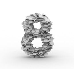 Fototapeta premium Big pile of paper, number 8