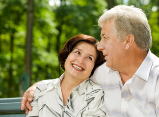Fototapeta premium Senior happy couple embracing, outdoors