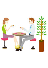 a man and a woman at cafe コーヒーを飲む二人