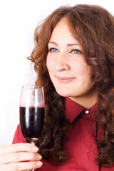 Beautiful female lips drinking wine