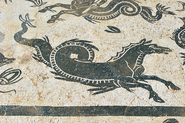 Hipocampo, mosaico romano de Itálica, Sevilla