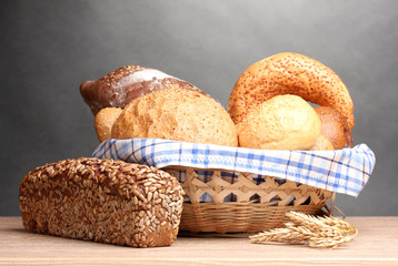 delicious bread in basket and ears