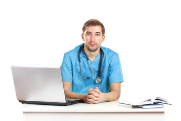 young doctor working in the office