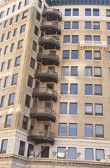 Round Iron Balconies on Old Apartment