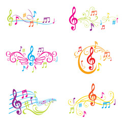 Naklejka premium Set of Colorful Musical Notes Illustration - in vector