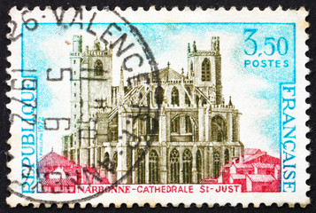 Postage stamp France 1972 Saint-Just Cathedral, Narbonne, France