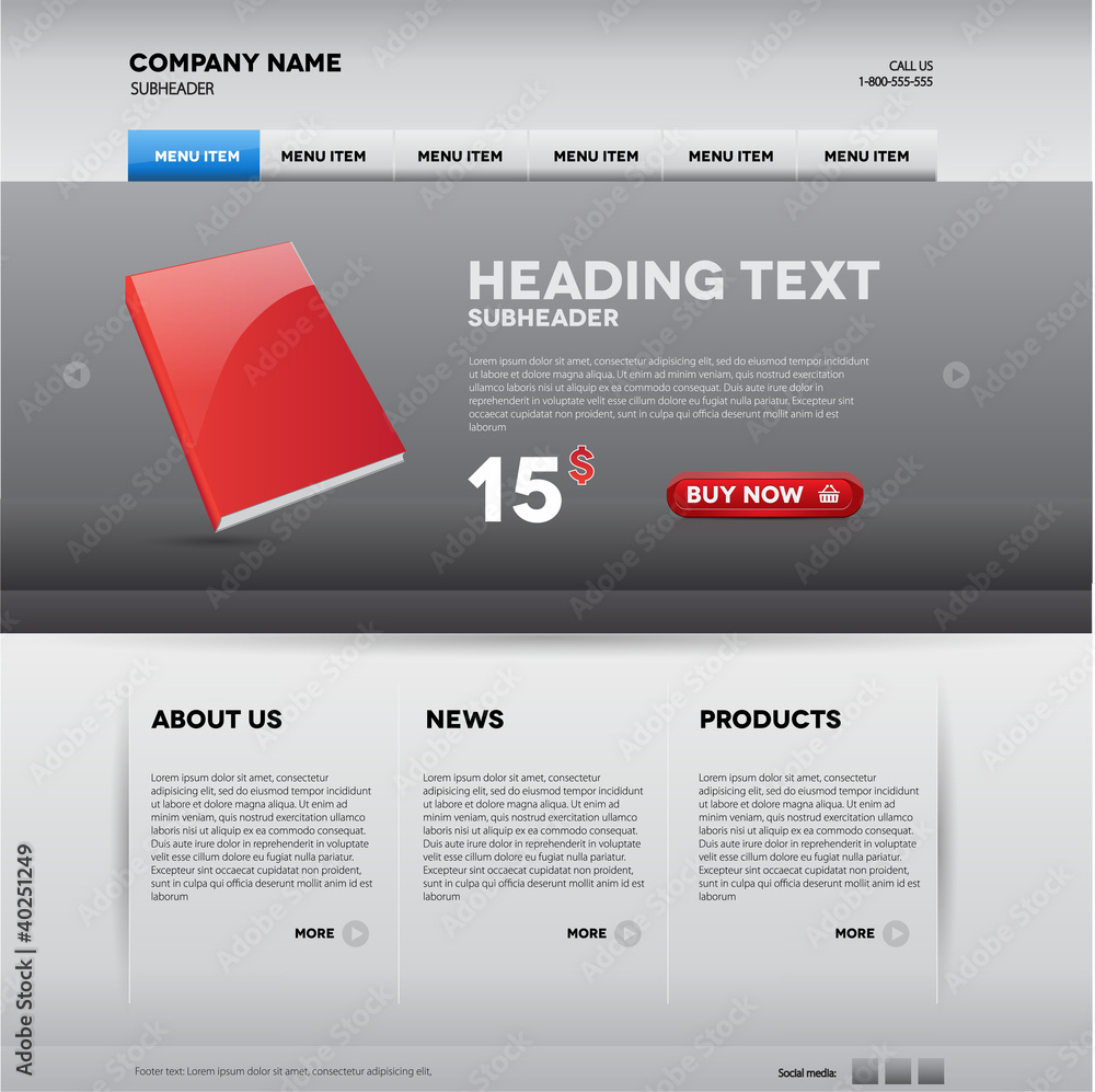 Poster modern website template with nice button