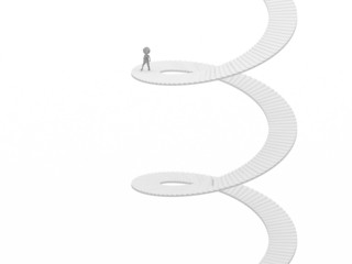 3d people - human character - climb the spiral staircase - stair