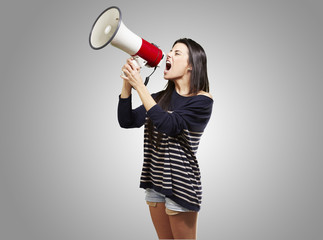 woman with a megaphone