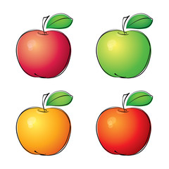 Apple icon vector set fruit