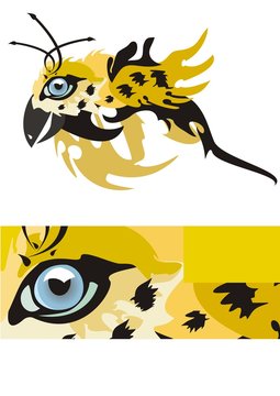 Jaguar eye in the form of a bird