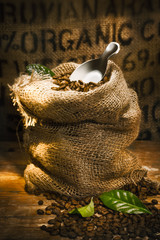 Fresh roasted organic coffee beans