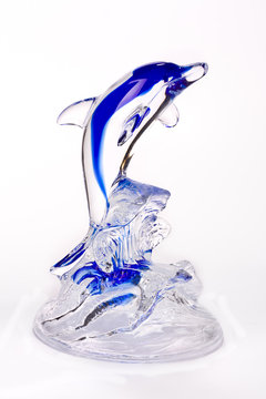 Blue glass dolpin figurine