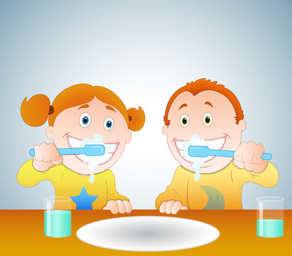 Kids Brushing Teeth