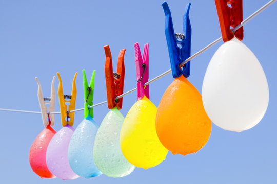 Hanging colored balloons