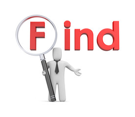 3d businessman with magnify glass