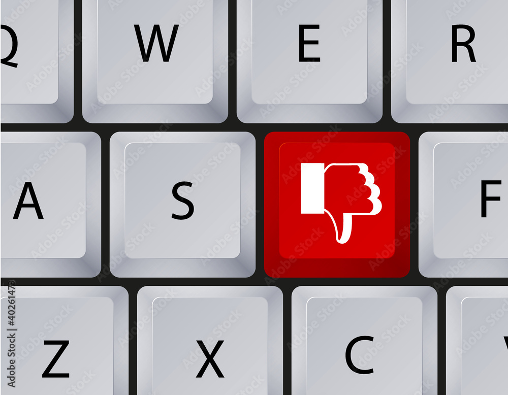 Poster vector keyboard with thumbs down button. eps10