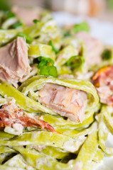 Tagliatelle with tuna and dried tomatoes