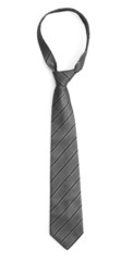 Elegant grey tie isolated on white