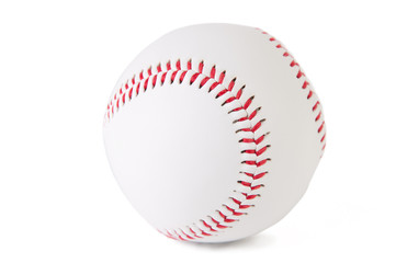 Close-up of baseball ball, isolated on white