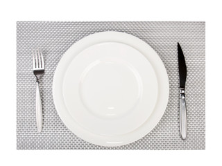 dinner plates and set isolated on white