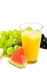Orange juice and fruits