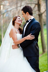 happy wedding couple