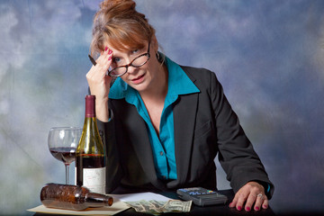 Mature woman accountant with calculator