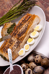 Asparagus In Crust With Quail Eggs