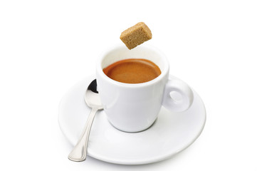 Coffee cup with a sugar cane