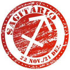 Obraz premium Sagitário - carimbo com o signo e a data