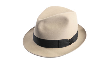 a pearl fedora hat isolated on white