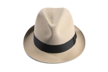 a pearl fedora hat isolated on white
