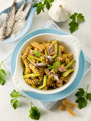 fusilli with anchovies and zucchinis