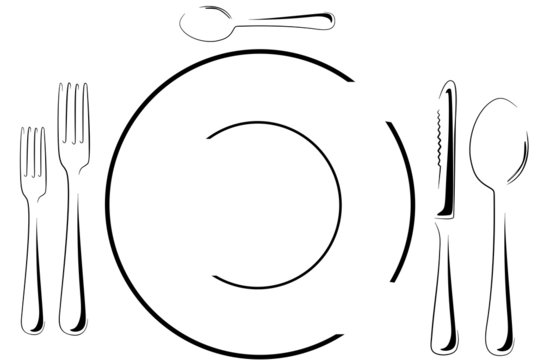 Table setting in line art