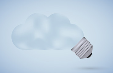 Vector concept computer cloud with bulb light. Idea. Eps10